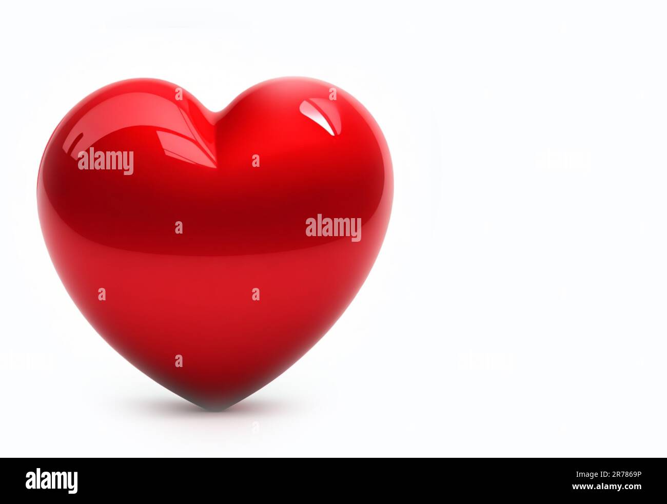 3d cuore rosso isolato su sfondo bianco spazio di copia per il testo Foto Stock
