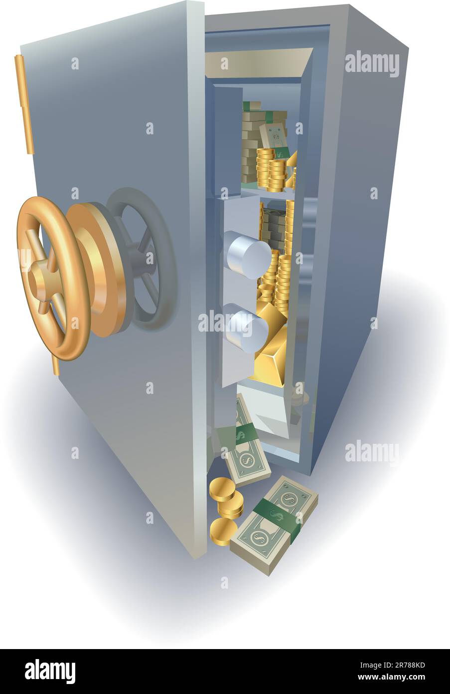 Di sicuro traboccante piena di oro e di denaro Illustrazione Vettoriale