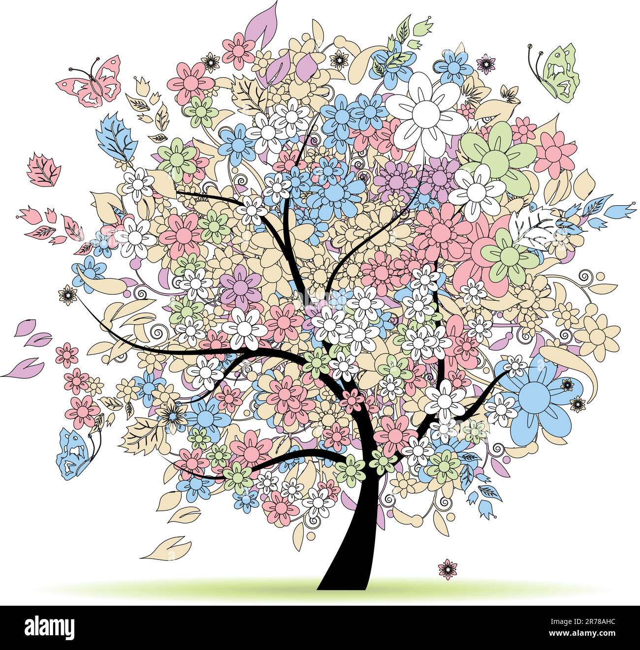 Struttura floreale in colori pastello per la progettazione, la molla Illustrazione Vettoriale