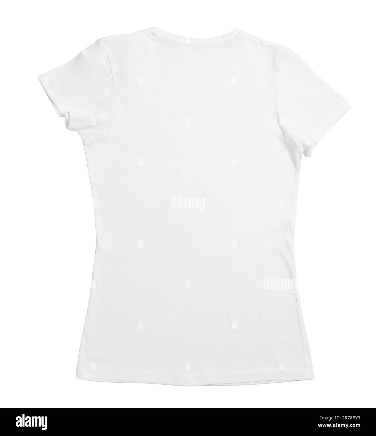 Elegante T-shirt femminile isolata sul bianco, vista dall'alto Foto Stock