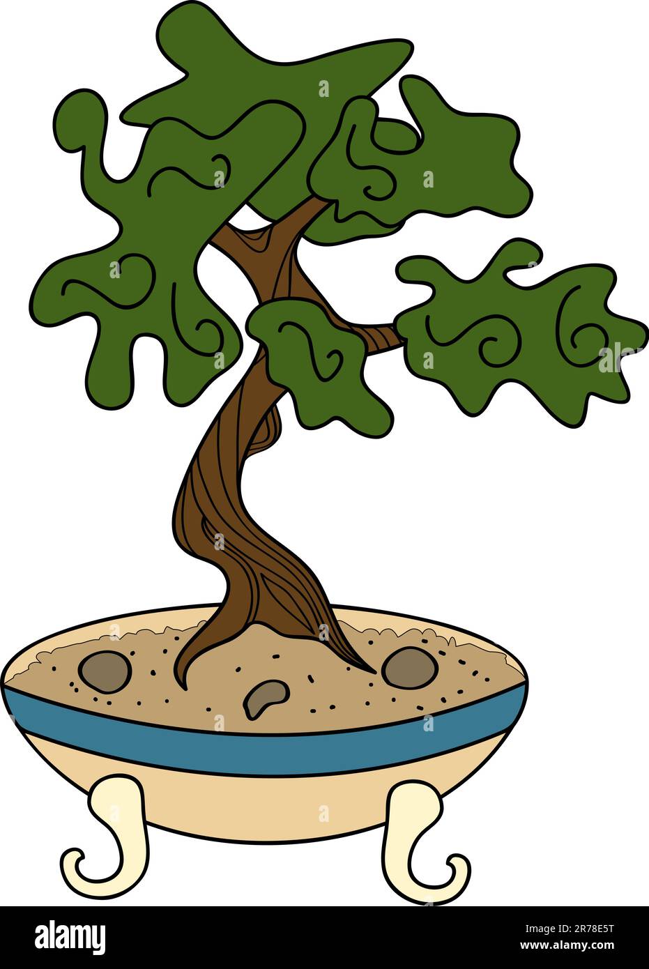 bonsai vettoriale in stile giapponese Illustrazione Vettoriale