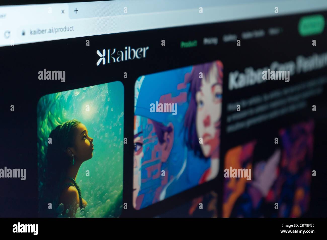 Managua, Nicaragua, 13 giugno 2023: Pagina del prodotto dello strumento Kaiber ai Video Generation sul web ufficiale Foto Stock