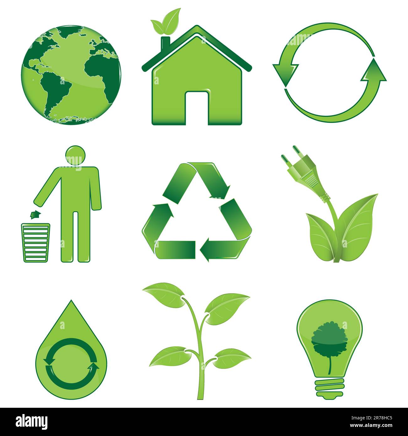 Set di icone Ecologia Illustrazione Vettoriale