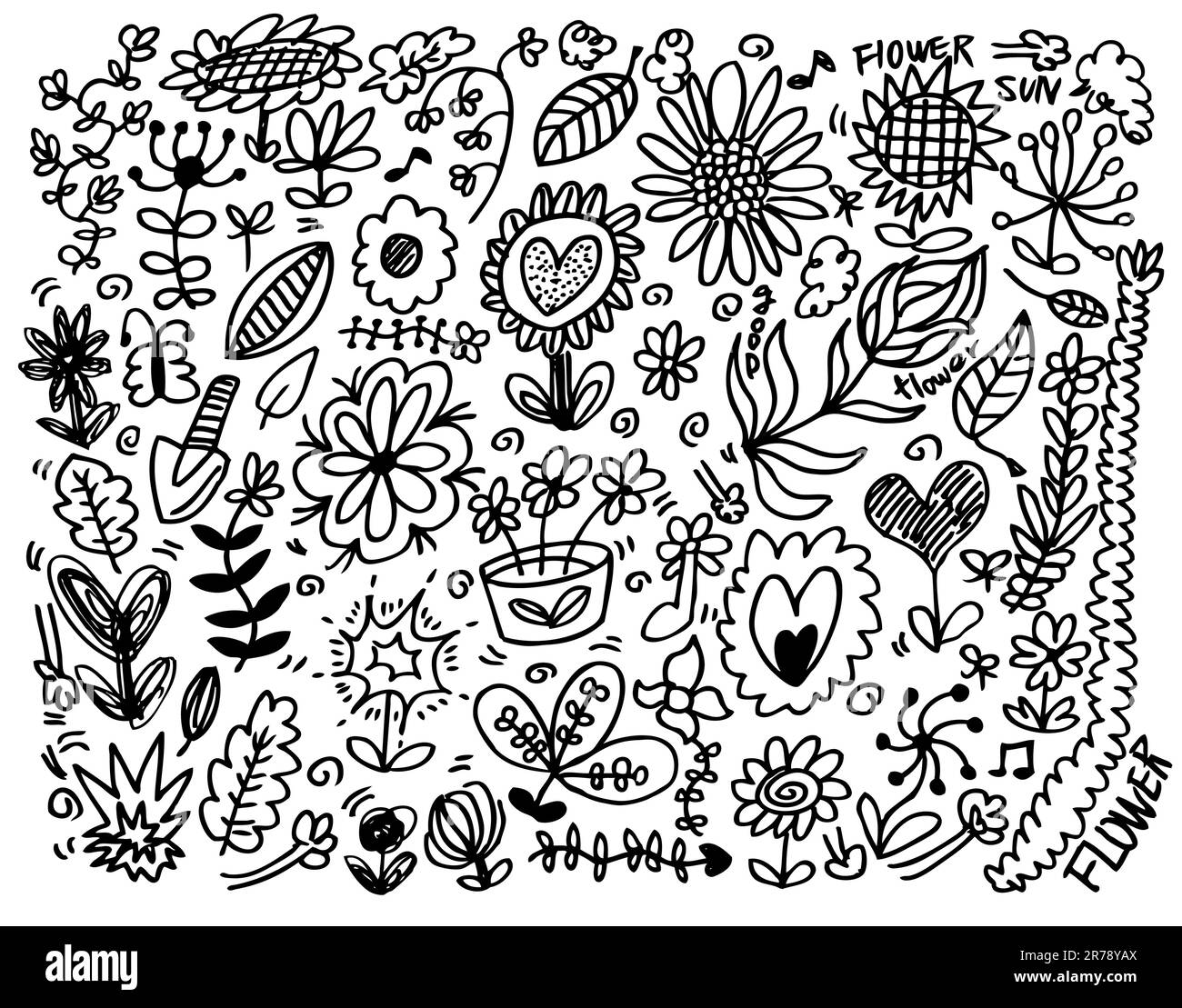 disegna a mano elemento fiore Illustrazione Vettoriale