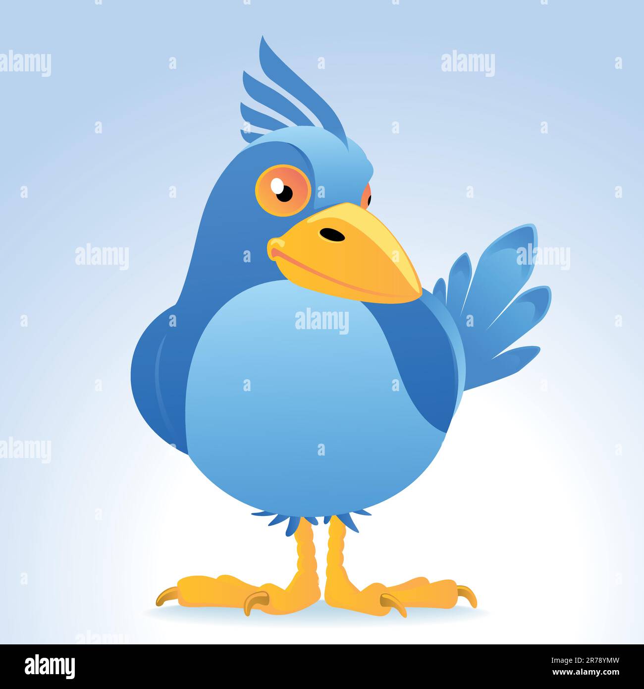 Blue Bird con il crest nel vettore in stile cartone animato Illustrazione Vettoriale