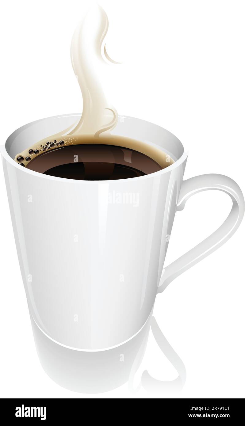 Illustrazione vettoriale di una fumante tazza di caffè caldo Illustrazione Vettoriale