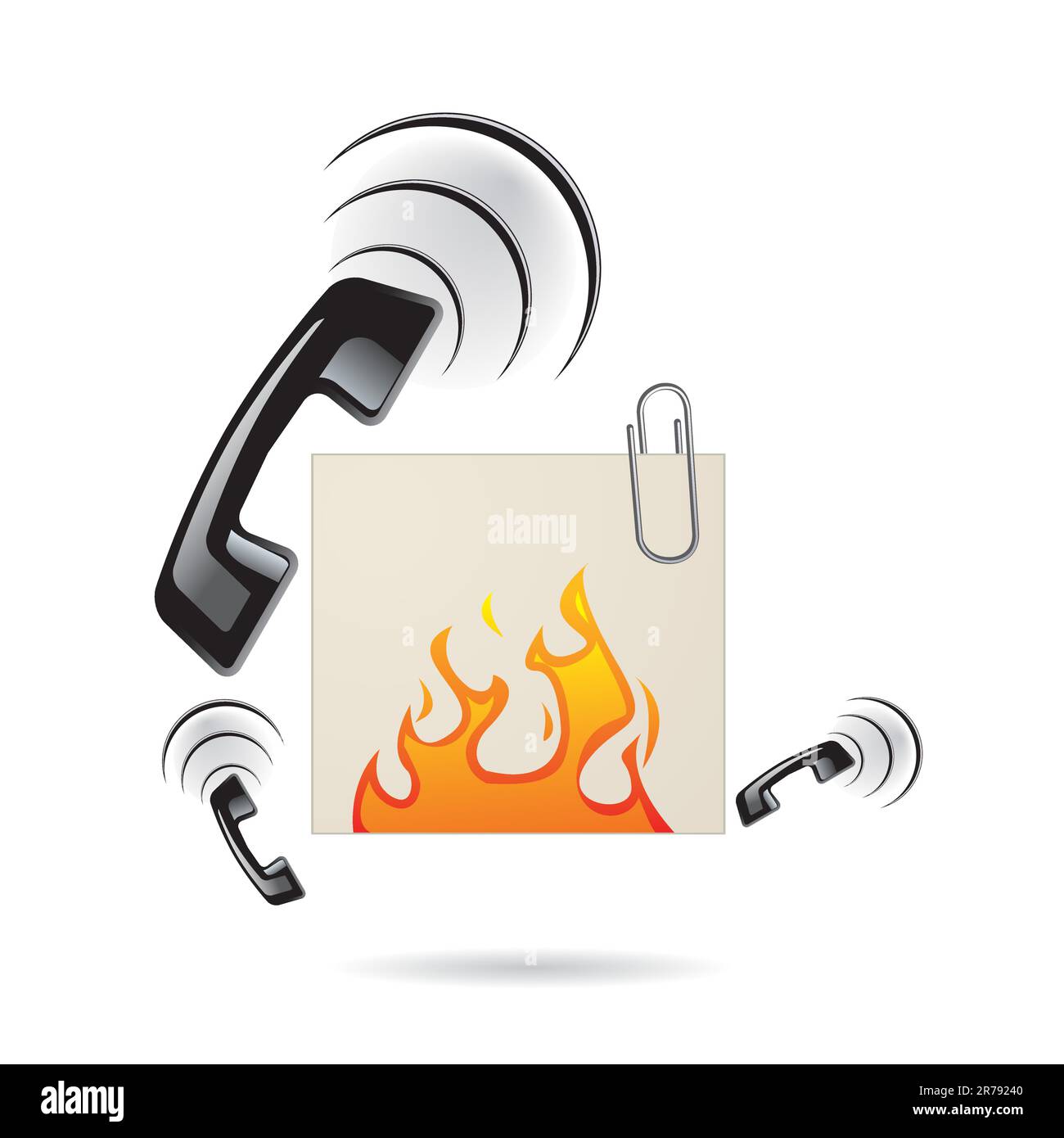 icona del telefono con segnale antincendio Illustrazione Vettoriale