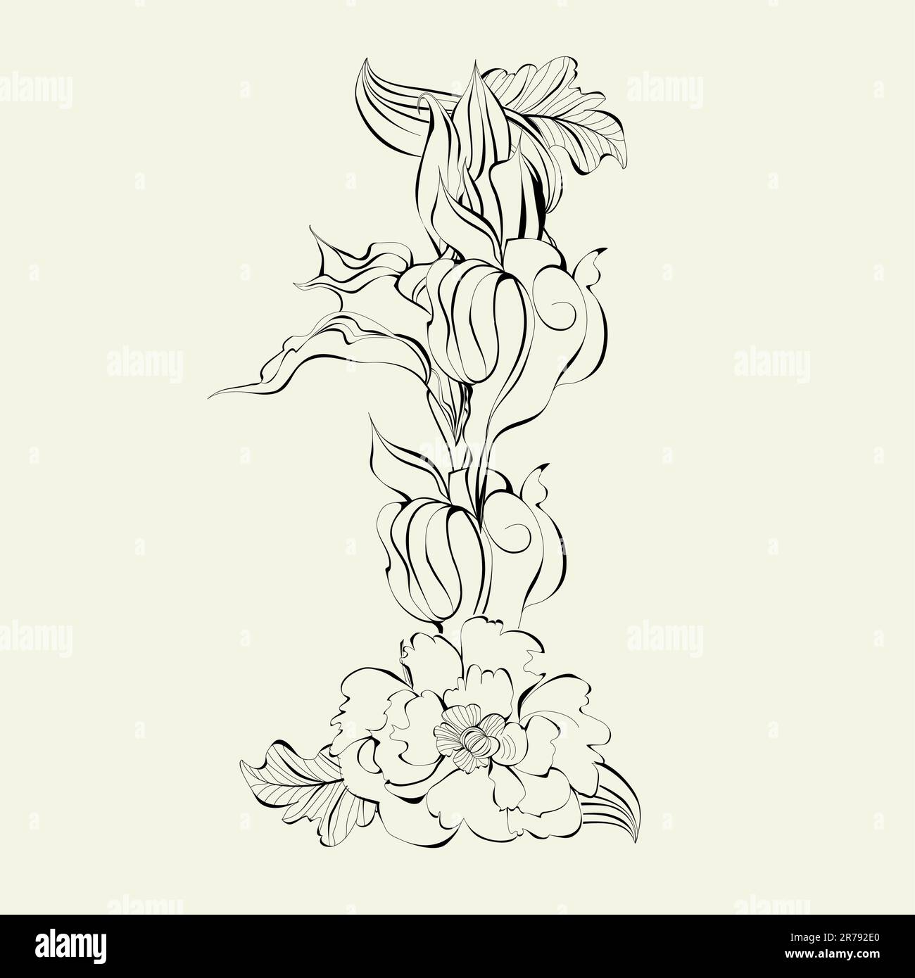 Carattere decorativo, lettera i Illustrazione Vettoriale