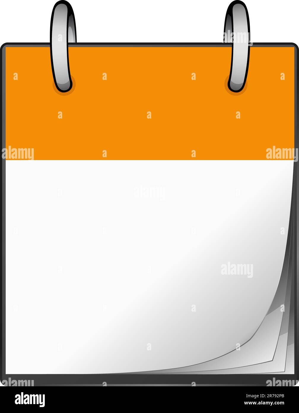 Un calendario arancione con anello e fogli bianchi Illustrazione Vettoriale
