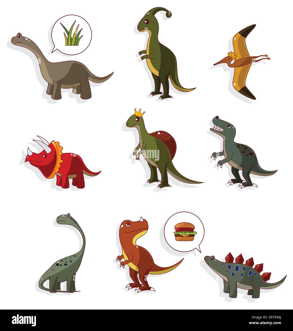 icona dei dinosauri dei cartoni animati Illustrazione Vettoriale