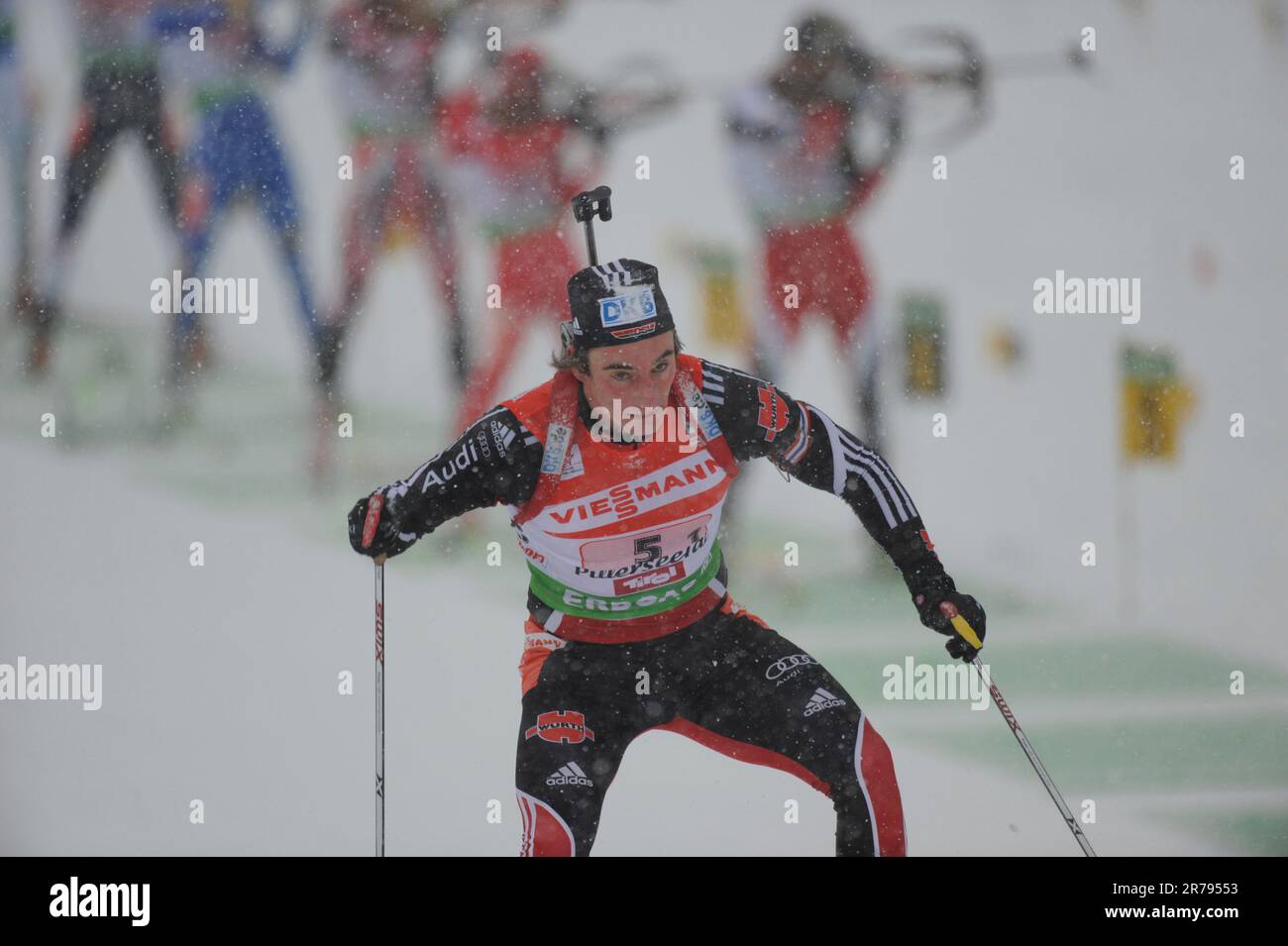 Christoph STEPHAN, Aktion Biathlon, 4X7, 5km Staffel der Herren am 12.12.2010 a Hochfilzen. Foto Stock