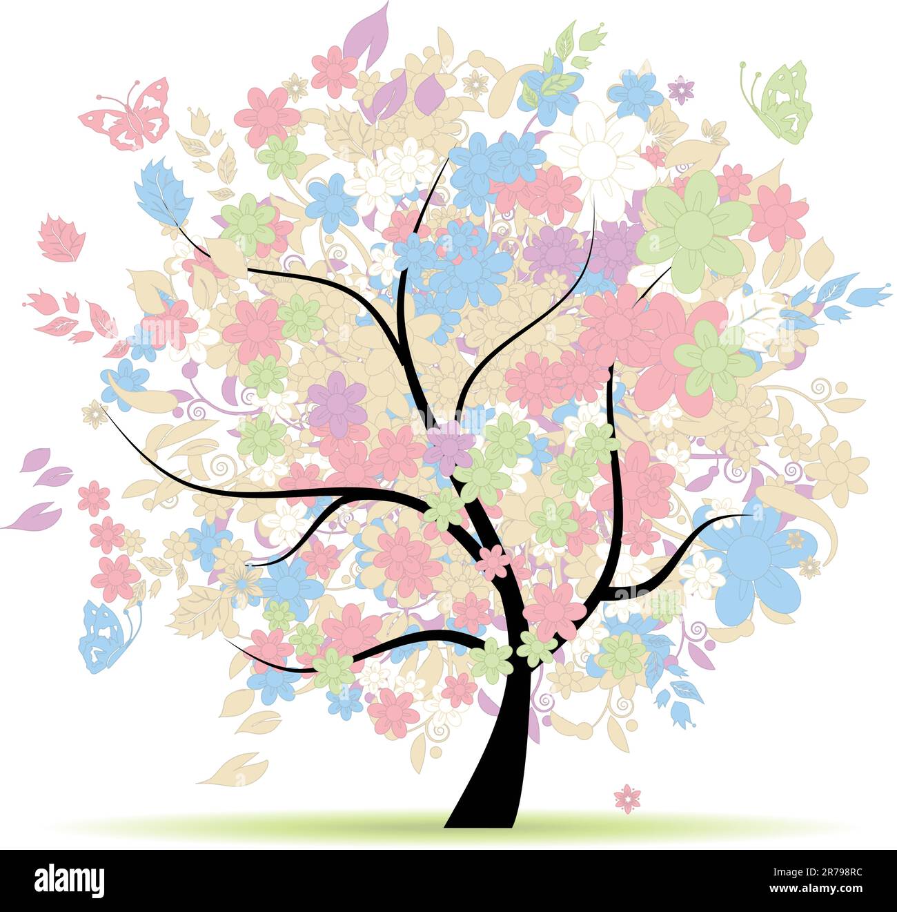 Struttura floreale in colori pastello per la progettazione, la molla Illustrazione Vettoriale