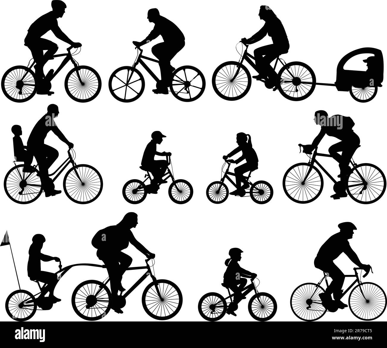 I ciclisti sagome collection - vettore Illustrazione Vettoriale