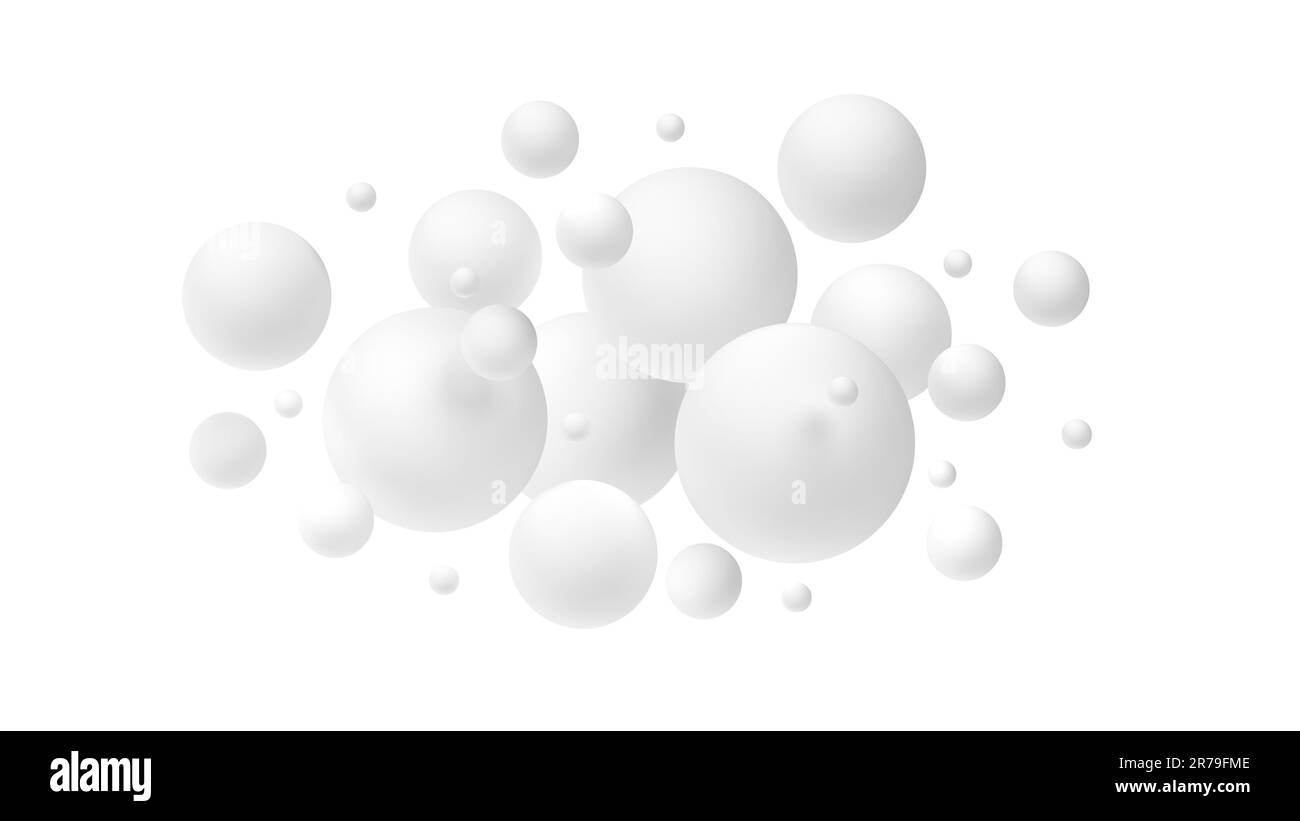 Sfere astratte isolate su sfondo bianco. Bianco. illustrazione 3d. Foto Stock