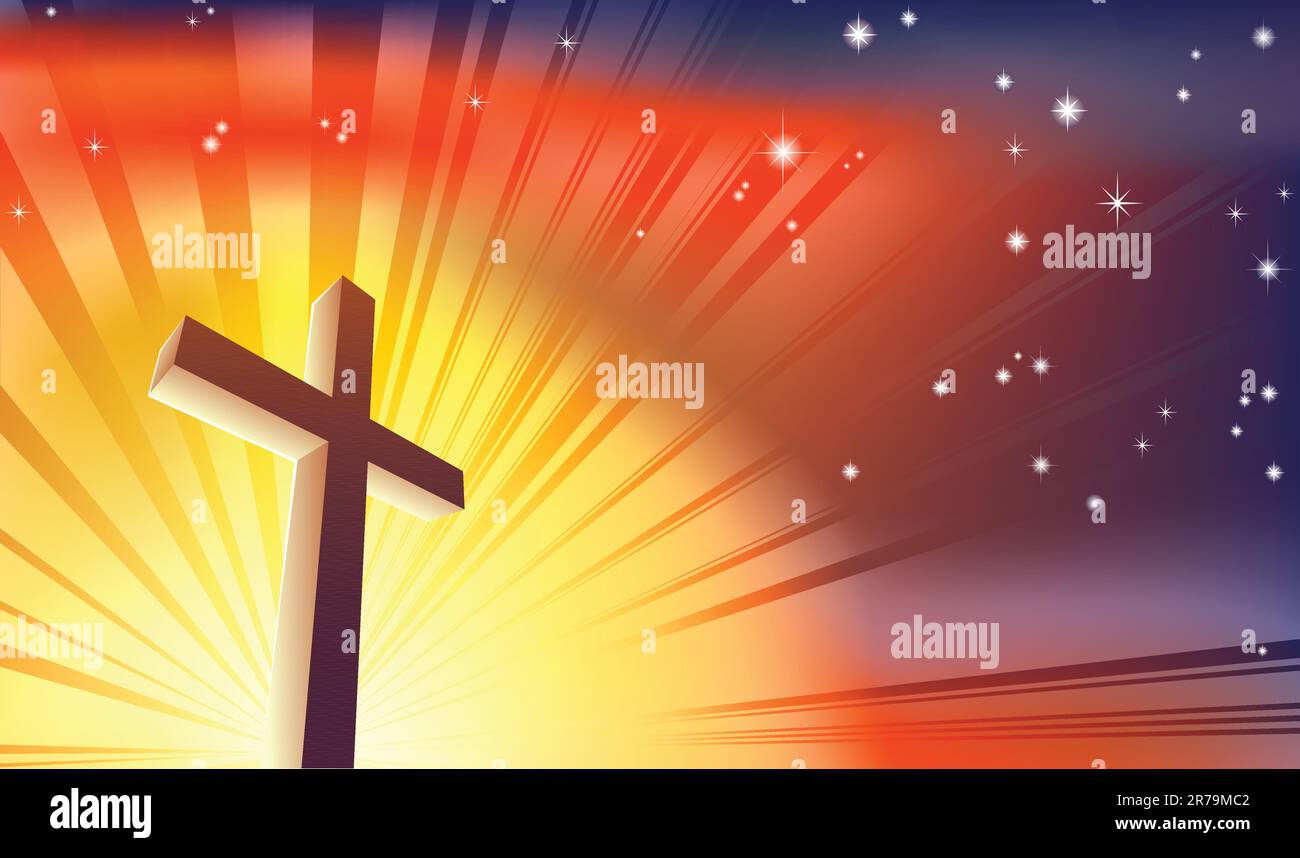 Una splendida croce cristiana inondato di luce Illustrazione Vettoriale