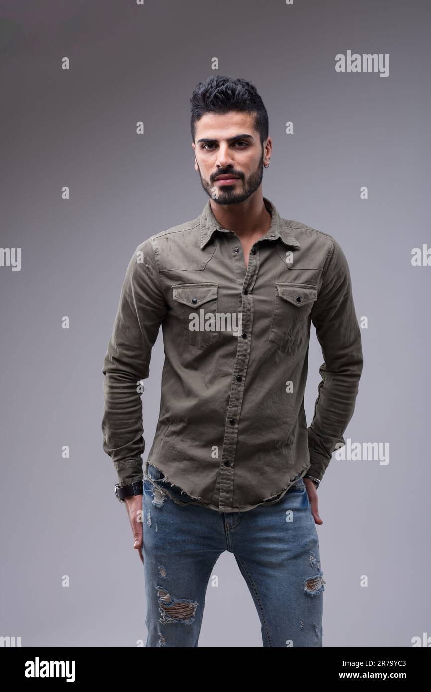 Camicia jeans shop verde militare