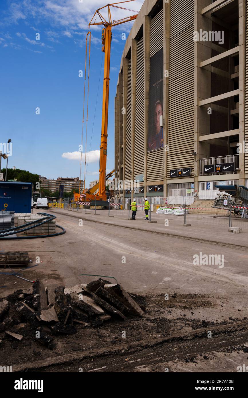 Barcellona, Spagna, 14, giugno, 2023. Spagna-Barcellona-Spotify Camp Nou in costruzione. Sia lo stadio che l'intero perimetro e gli accessi al campo di Spotify Nou saranno rimodellati. Credit: Joan Gosa/Alamy Live News Foto Stock