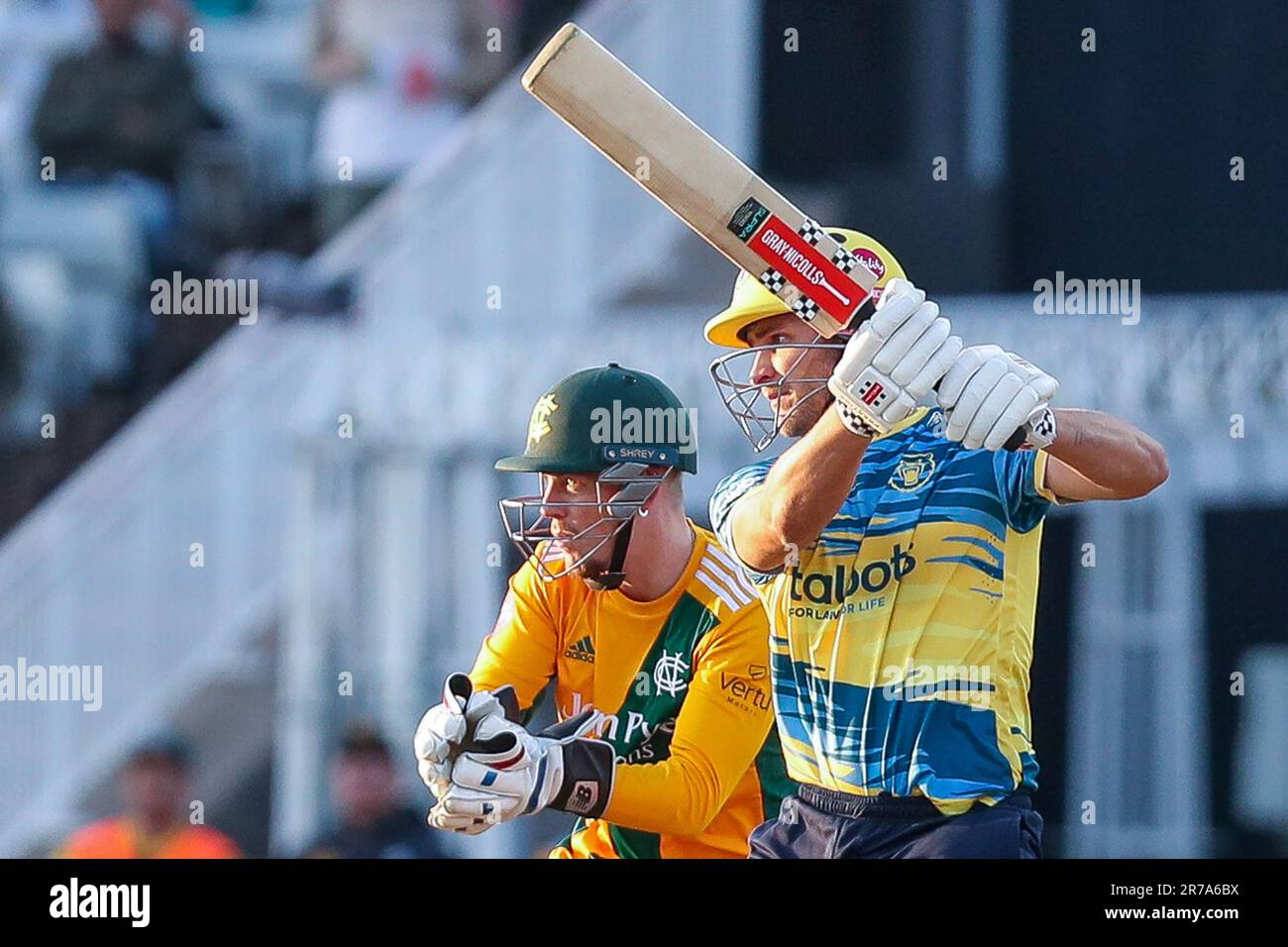 Bears’ Sam Hain in azione intrapresa a Birmingham, Regno Unito, il 3 giugno 2023, durante la partita Vitality T20 Blast tra Birmingham Bears & Notts Outlaws Foto Stock