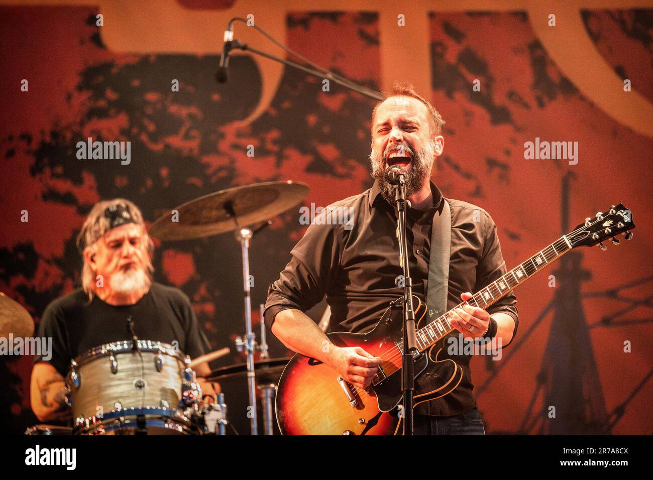 Solvesborg, Svezia. 07th, giugno 2023. La rock band americana Clutch si esibisce in un concerto dal vivo durante il festival di musica svedese Sweden Rock Festival 2023 a Solvesborg. Qui il cantante Neil Fallon è visto dal vivo sul palco. (Photo credit: Gonzales Photo - Terje Dokken). Foto Stock