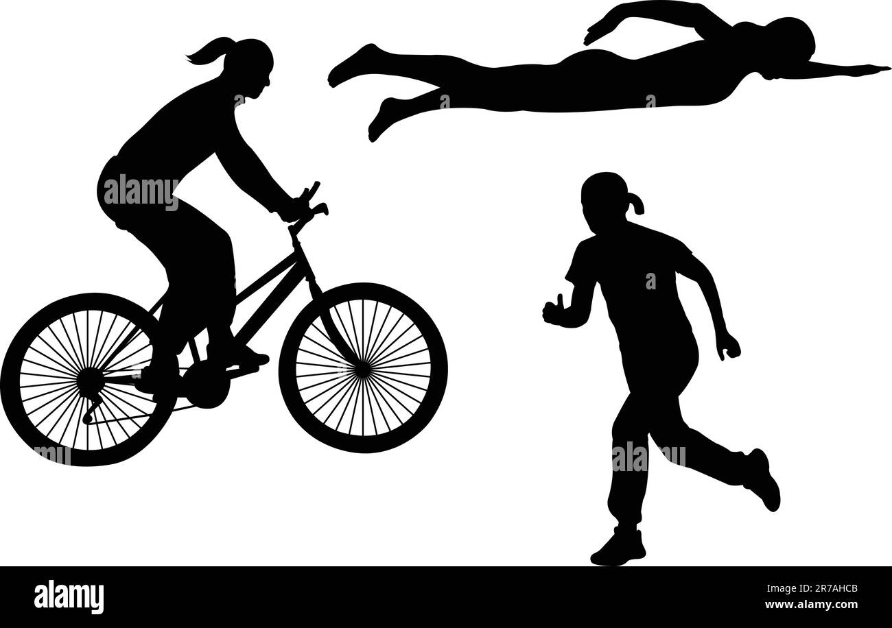 Silhouette di triathlon - vettore Illustrazione Vettoriale