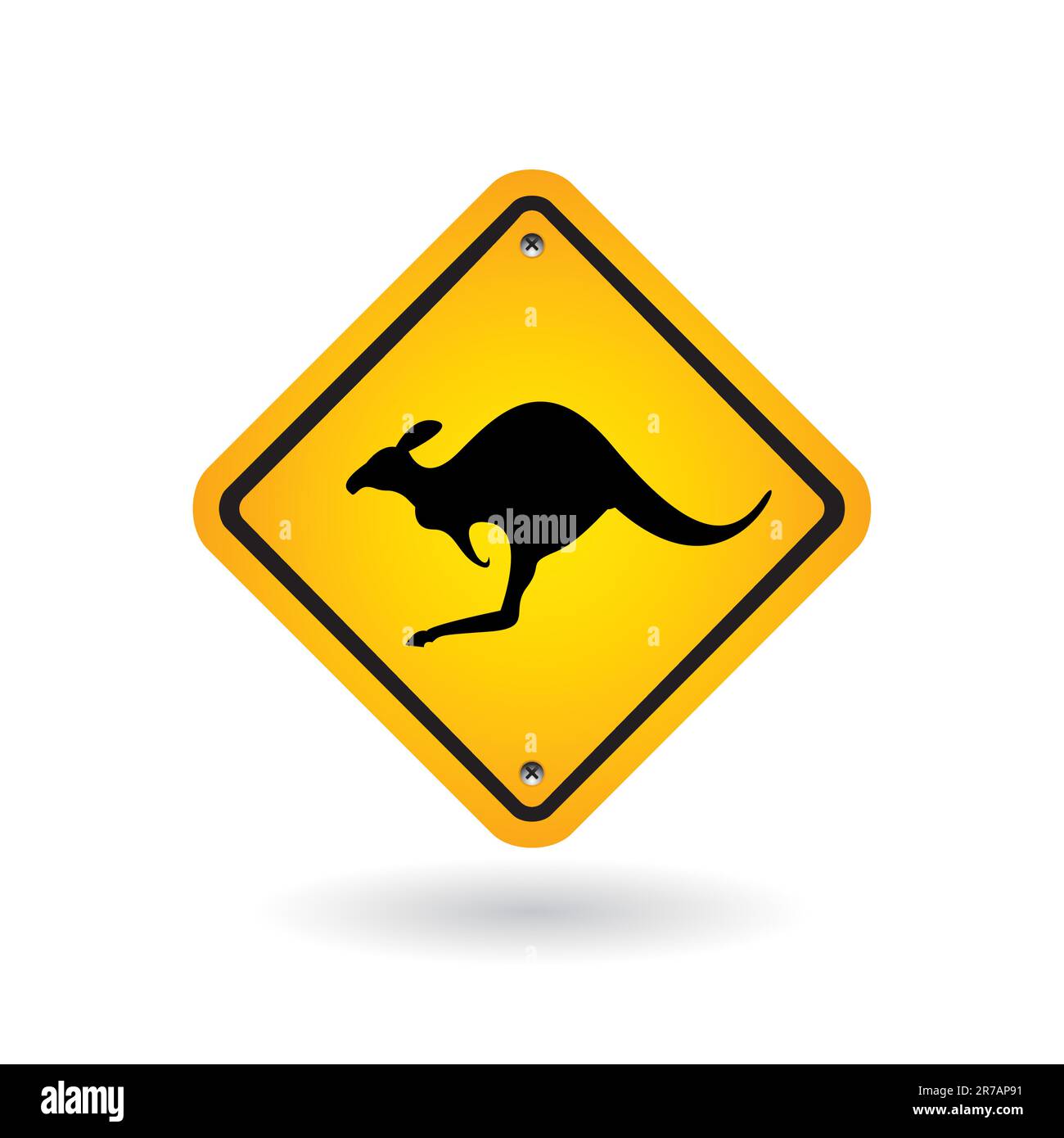 Cartello giallo con canguro Illustrazione Vettoriale