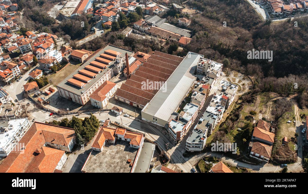 Una splendida vista del patrimonio industriale di Naousa in Grecia Foto Stock