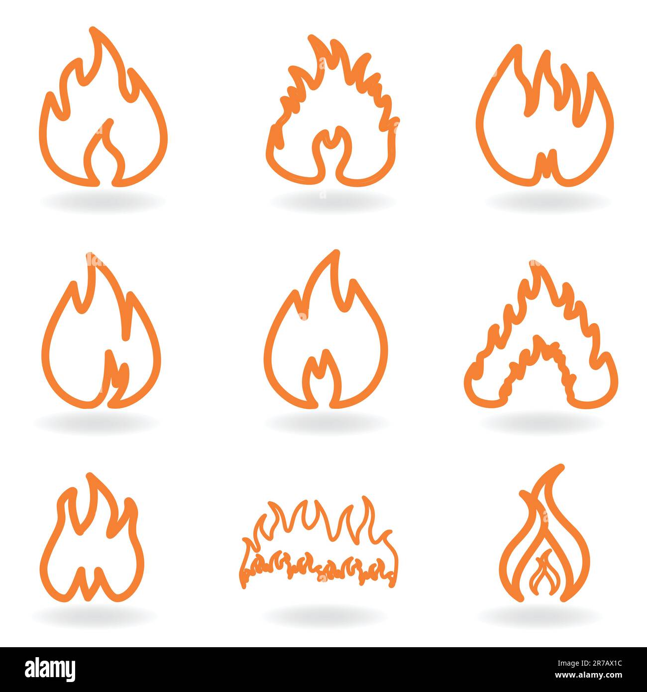 Simboli di fiamma e fuoco Illustrazione Vettoriale