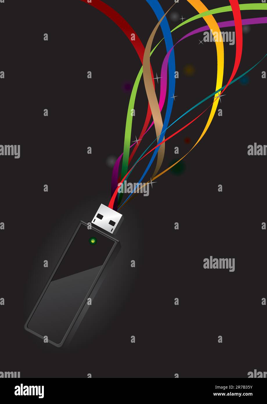 Informazioni su disco USB con trasferimento dati - illustrazione vettoriale Illustrazione Vettoriale