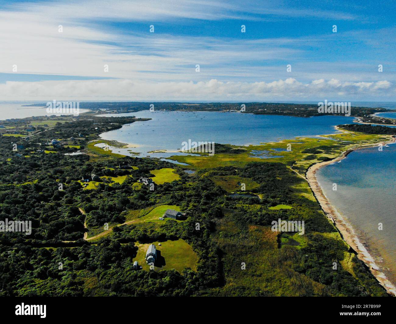 Una vista aerea di Block Island a New Shoreham, Rhode Island Foto Stock