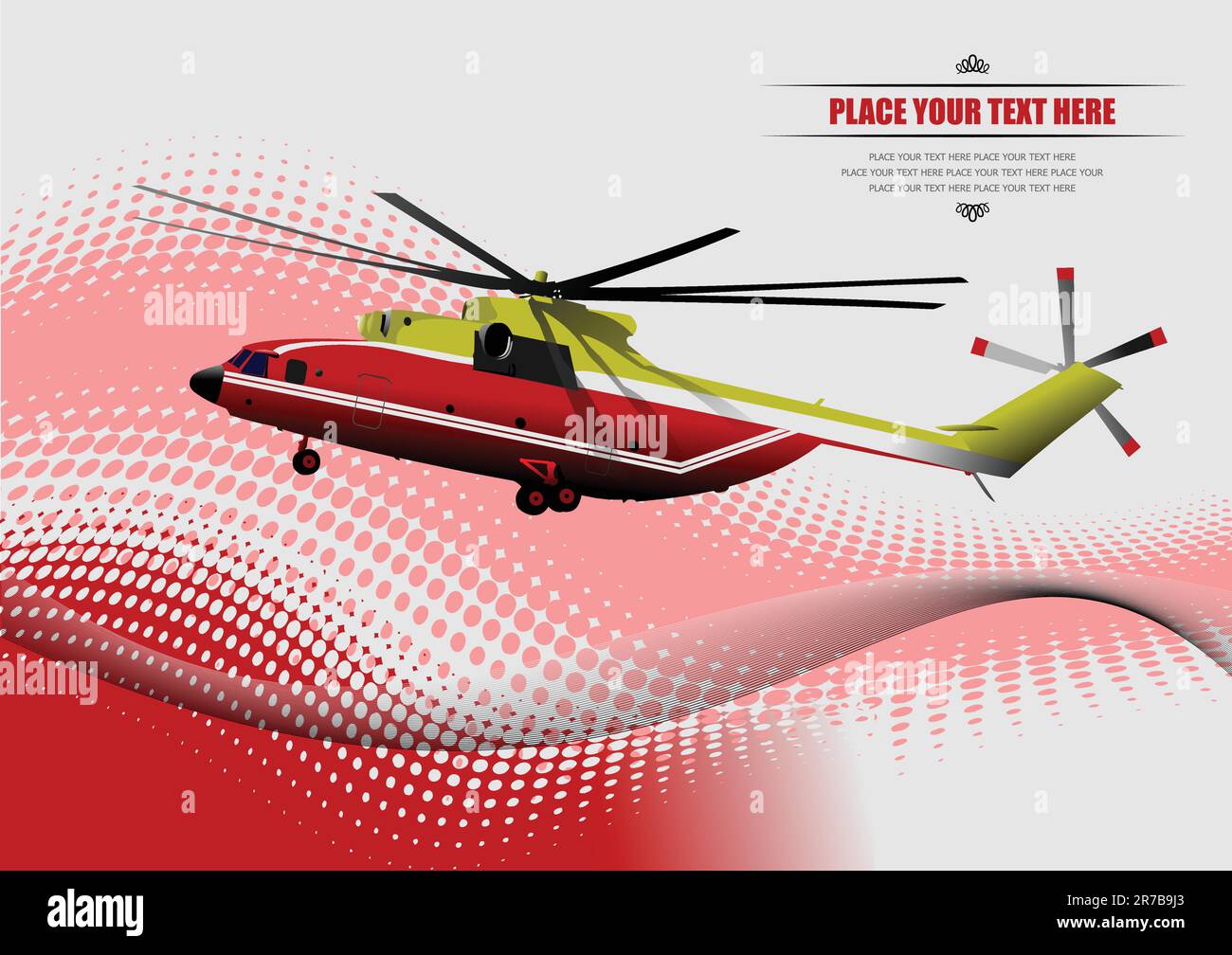 Air Force. Rosso-giallo elicottero. EPS10 illustrazione vettoriale Illustrazione Vettoriale