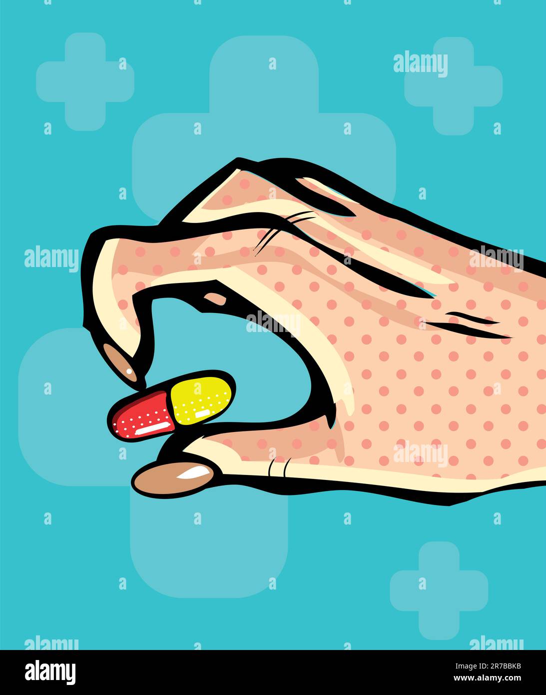 Mano con pillola di capsula Illustrazione Vettoriale