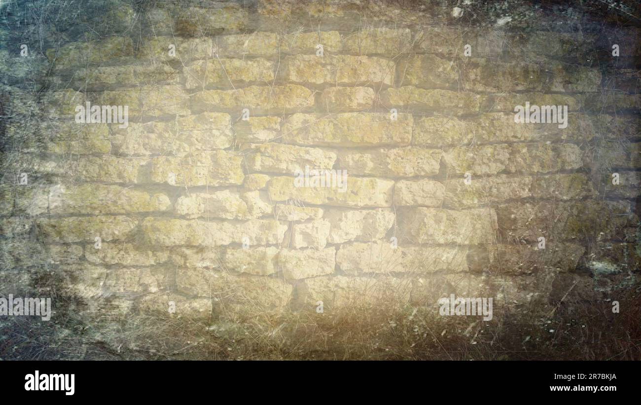 Sfondo per il modello di risorse grafiche di muro di mattoni stagionato Foto Stock