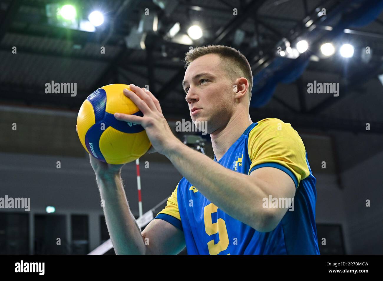 Lodz, Polonia. 14th giugno, 2023. PLOTNYTSKYI Oleh durante il CEV Volley European Golden League 20023 partita tra Ucraina e Belgio il 14 giugno 2023 a Lodz, Polonia. (Foto di PressFocus/Sipa USA) Credit: Sipa USA/Alamy Live News Foto Stock