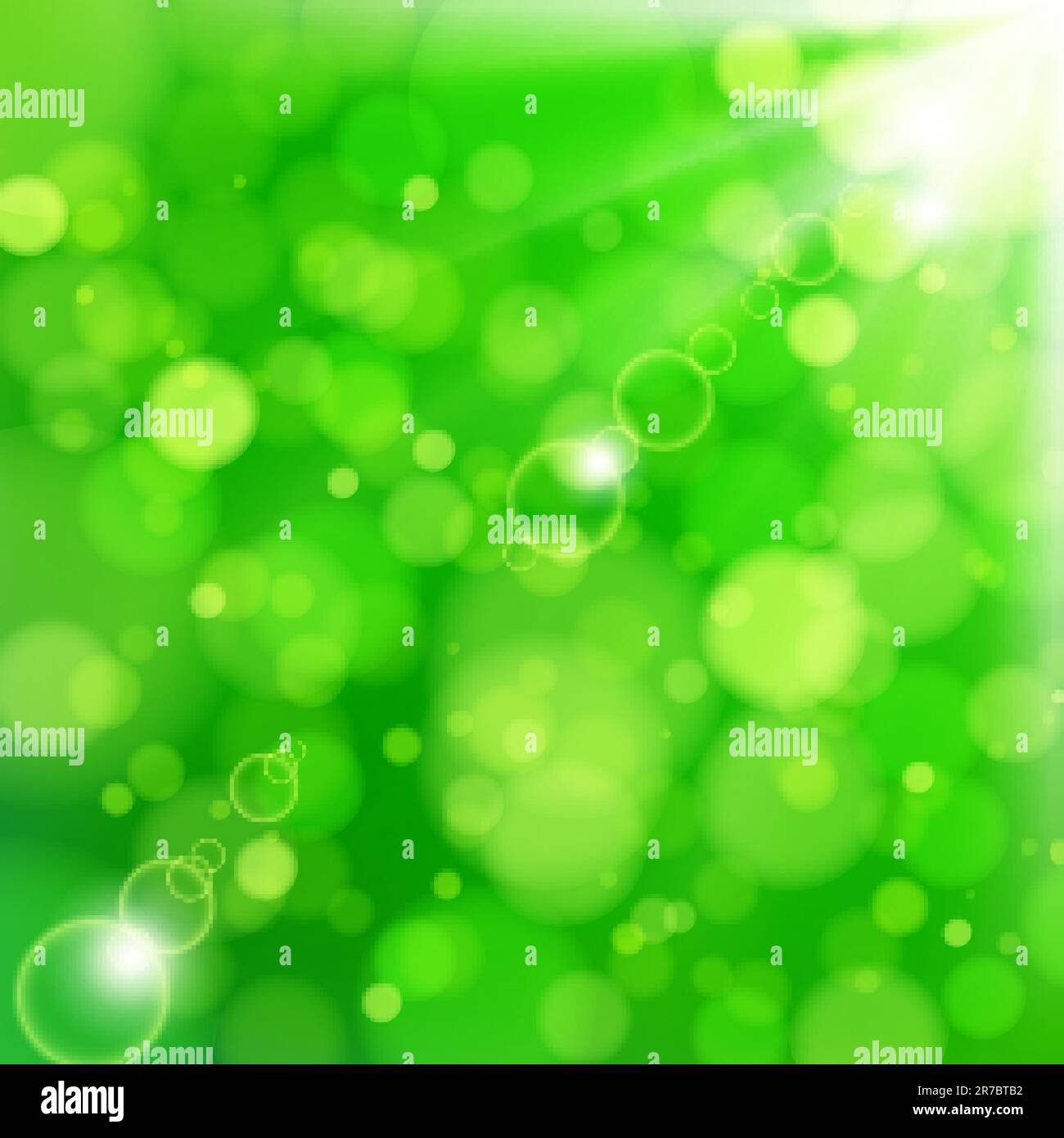 Sfondo sfocato lime fresco con punti luce solare. Illustrazione Vettoriale