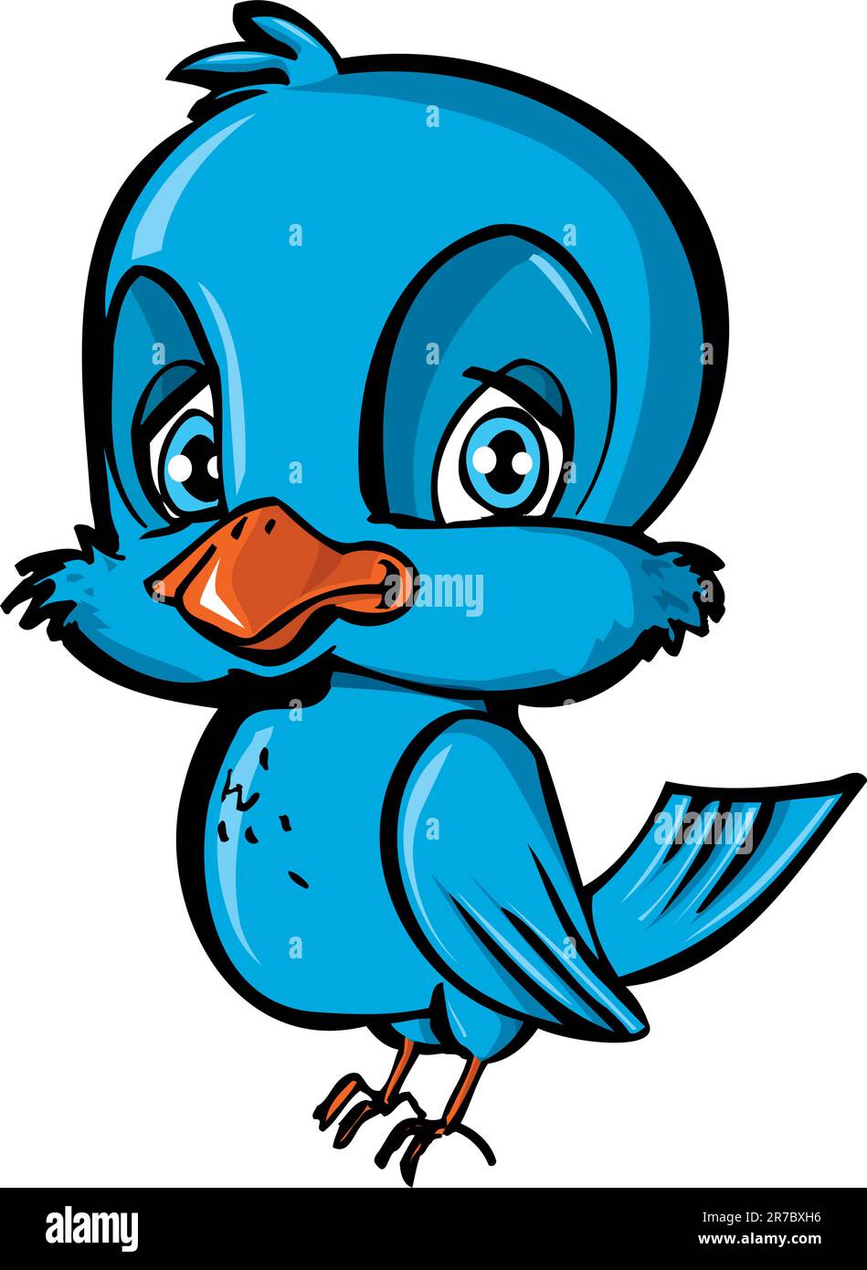Cartone animato di uccello blu. Isolato su bianco Immagine e Vettoriale -  Alamy