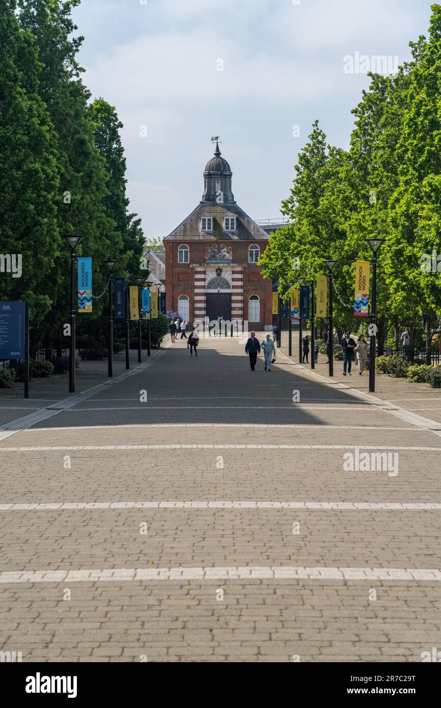 Woolwich, Londra - 14 maggio 2023: Vista alla Royal Brass Foundry nello sviluppo Royal Arsenal Riverside Foto Stock