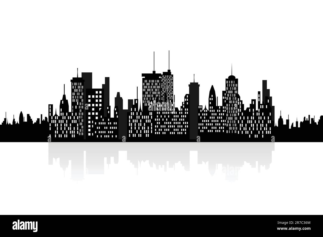 Skyline della città con edifici urbani Illustrazione Vettoriale