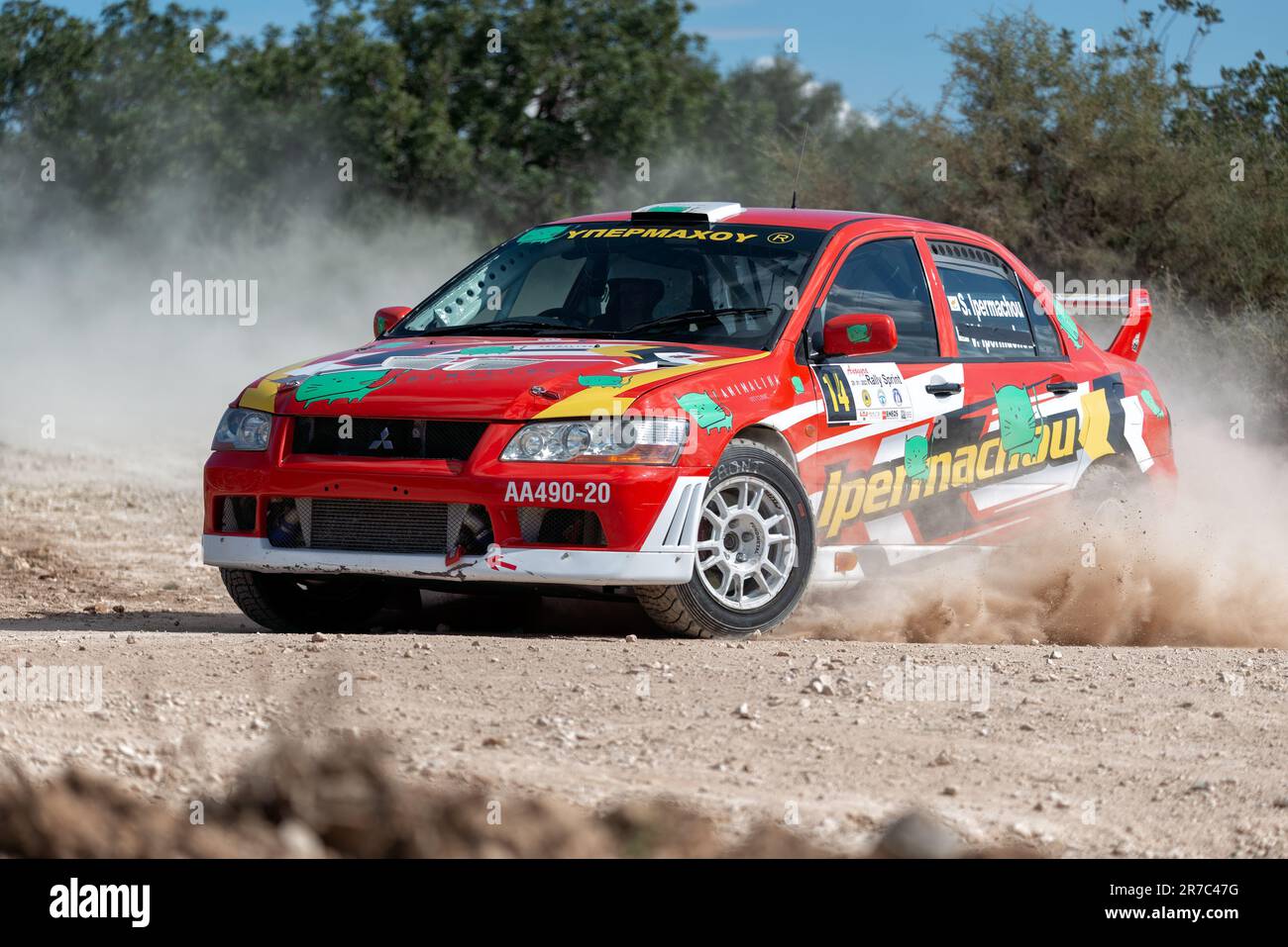 Anogyra, Cipro - 29 gennaio 2023: Driver Ypermachou Stavros (cy) alla guida Mitsubishi Lancer Evo VII ad Anogyra Rally Sprint 2023 Foto Stock