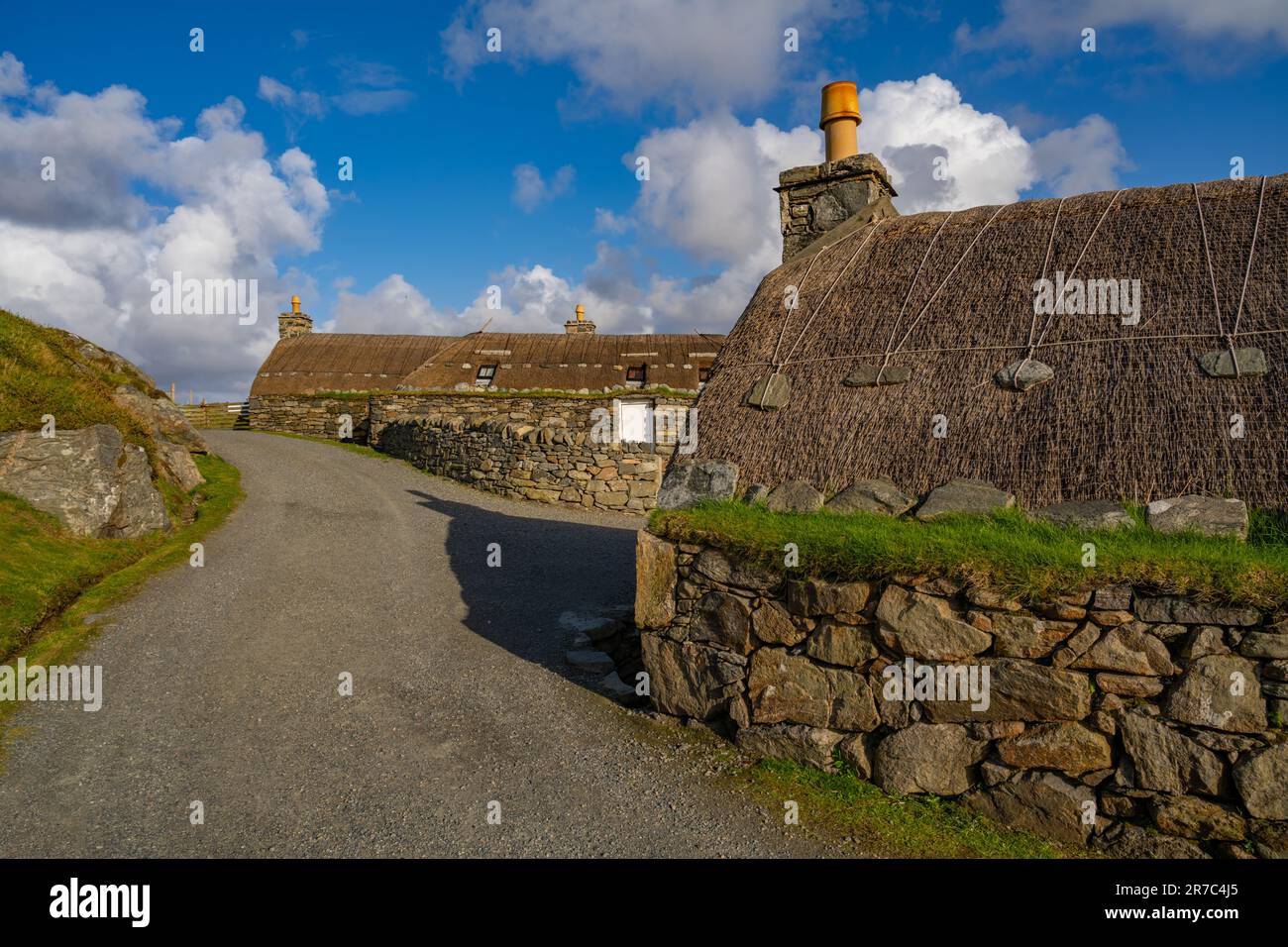 Il museo della Blackhouse ricostruito a Gearrannan Blackhouse Village Foto Stock