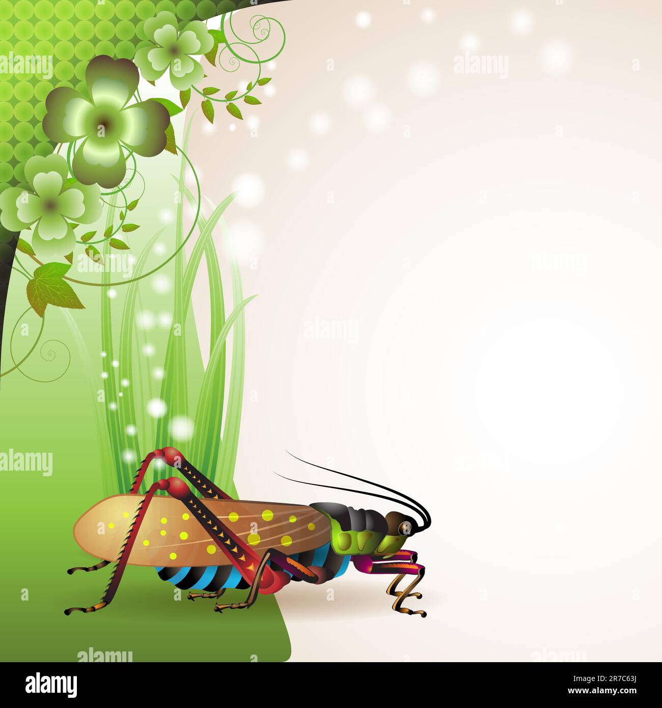 Sfondo con tramoggia sull'erba Illustrazione Vettoriale