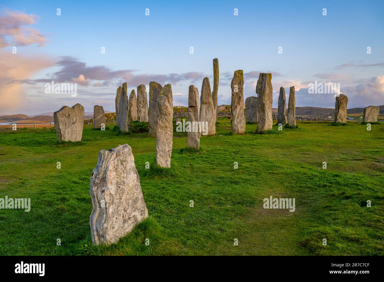 Il cerchio di pietra neolitico di Callanish (Calanais) Isola di Lewis Foto Stock