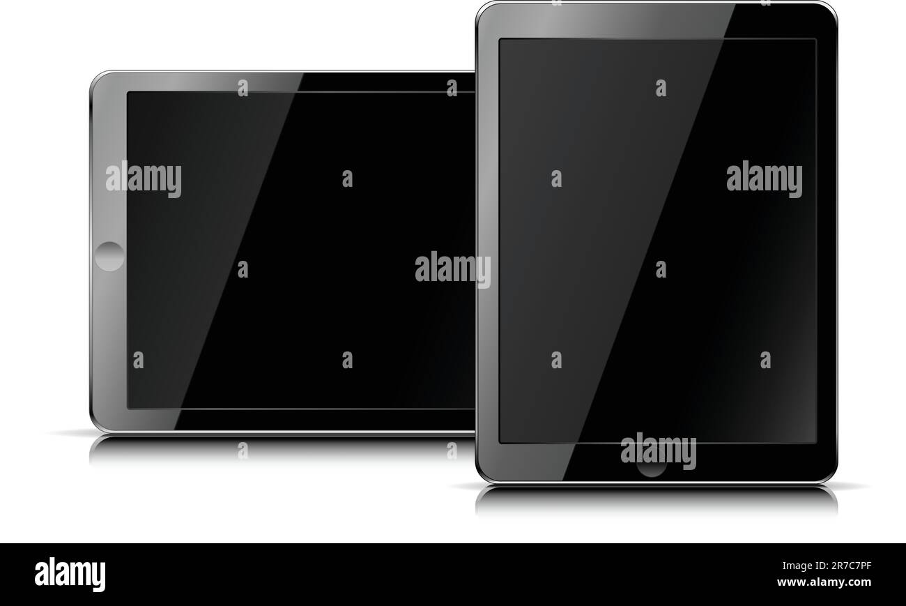 Tablet con schermo a sfioramento. Isolato su bianco. Illustrazione Vettoriale