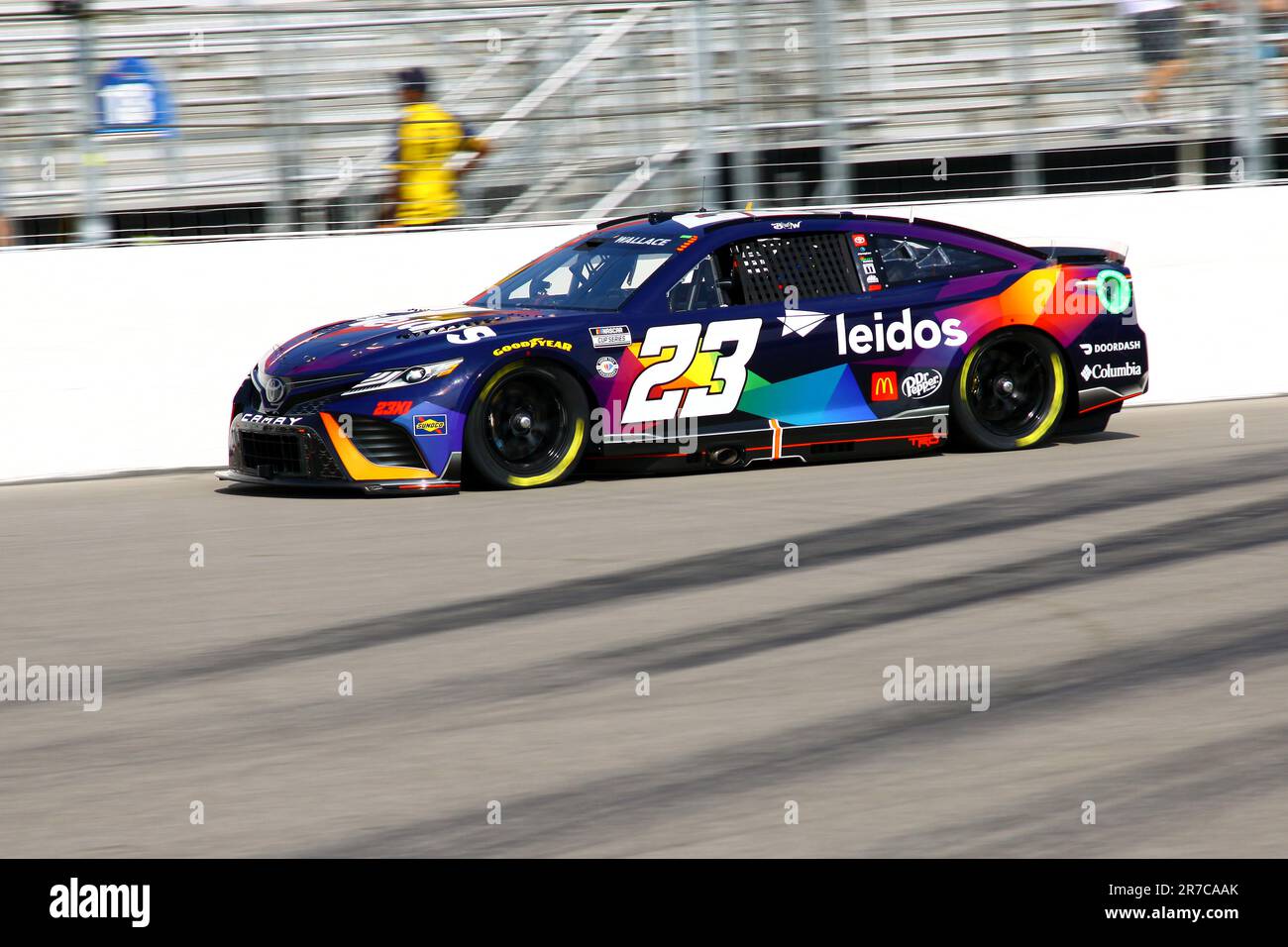 Madison, il USA - 4 giugno 2023: World Wide Technology Raceway, NASCAR, 'Engoda dell'Illinois 300' qualificandosi Bubba Wallace Foto Stock