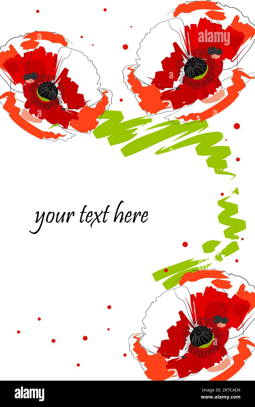 un bellissimo papavero rosso brillante con vernice in fiore ad acquerello Illustrazione Vettoriale