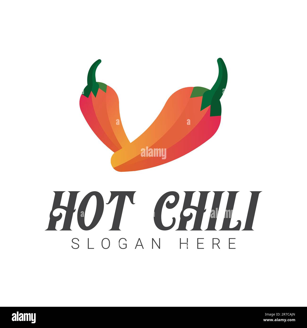 Hot Chili Logo Design Green Chili logo Fire Hot Illustrazione Vettoriale