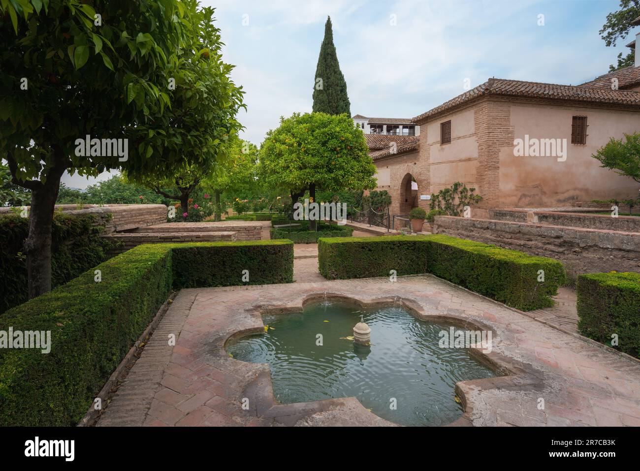 Giardini del Generalife dell'Alhambra - Granada, Andalusia, Spagna Foto Stock