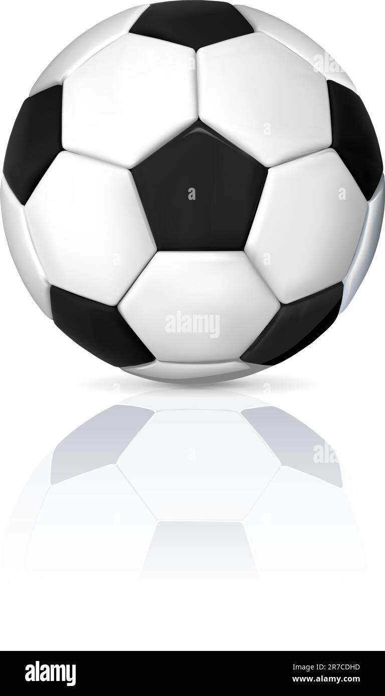 Un immagine isolata di un pallone da calcio in cuoio, con ombra e di riflessione Illustrazione Vettoriale