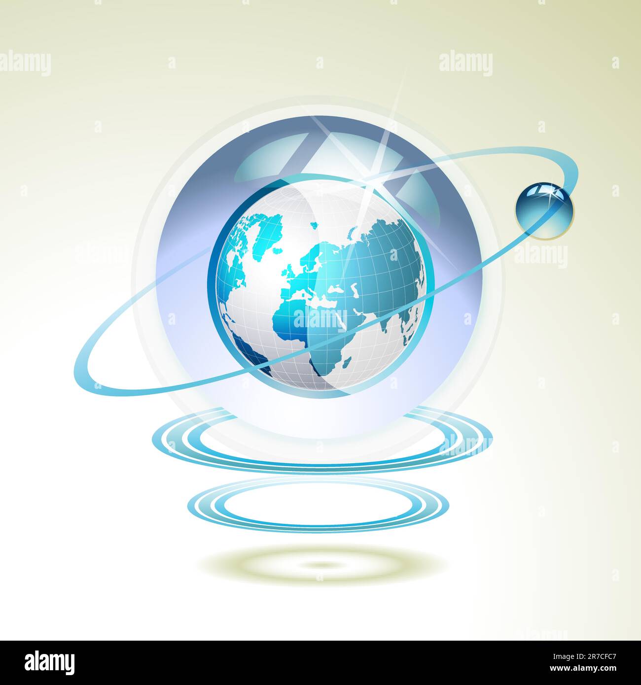 Globo di vetro con la Terra sospesa dalle onde Illustrazione Vettoriale