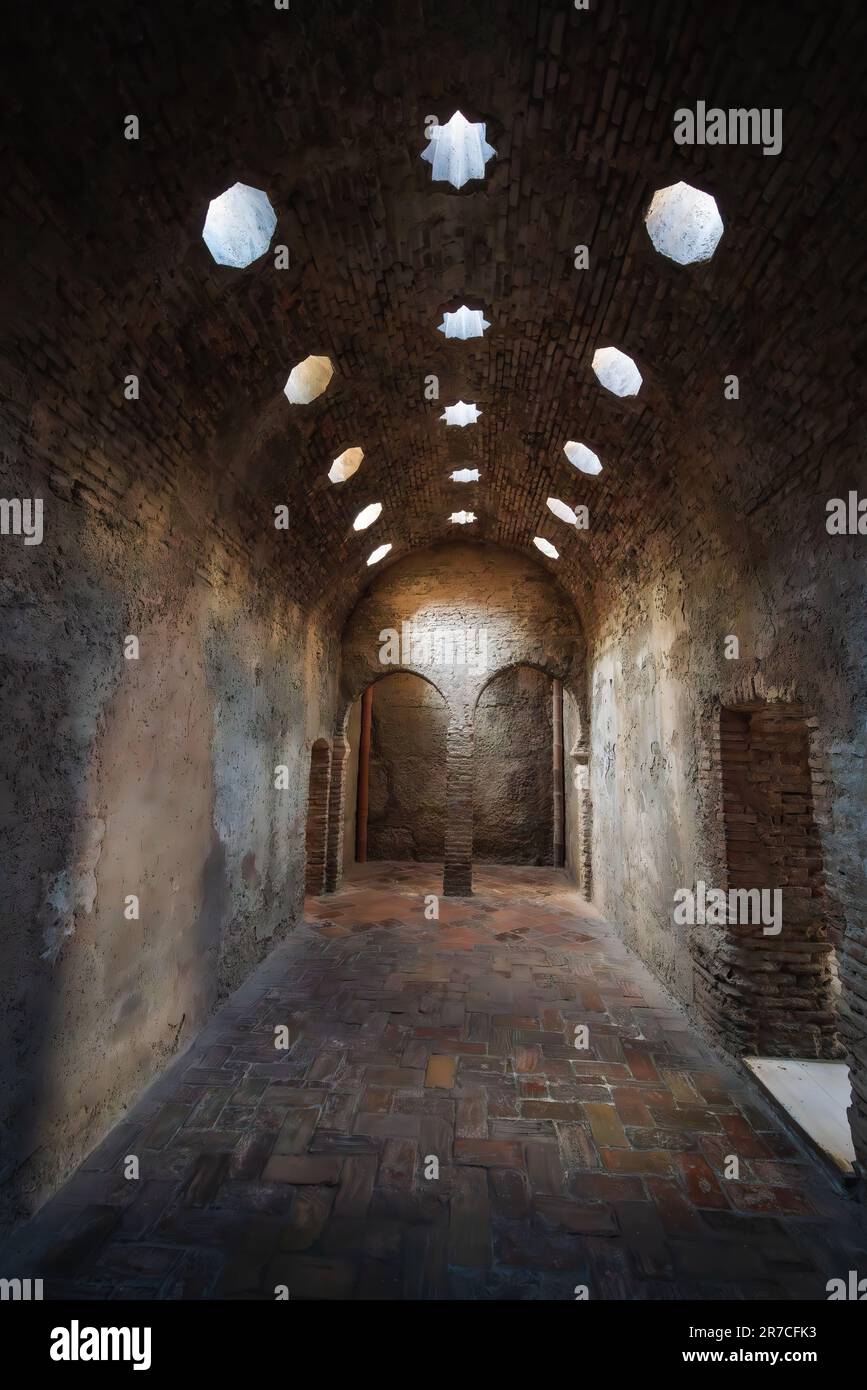 Camera fredda del bagno islamico El Bañuelo - Granada, Andalusia, Spagna Foto Stock
