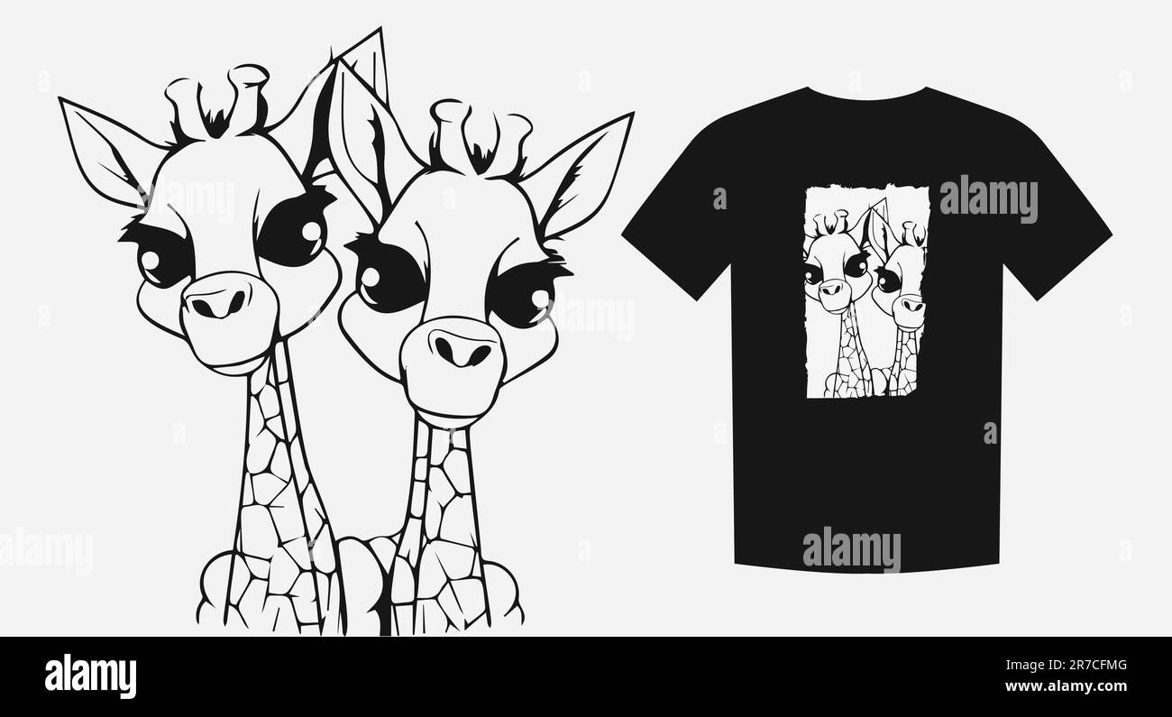 Adorabile illustrazione di due teste di giraffa del bambino carino. Perfetto per i disegni dei bambini, i progetti correlati allo zoo e per mostrare il legame dei fratelli o. Illustrazione Vettoriale
